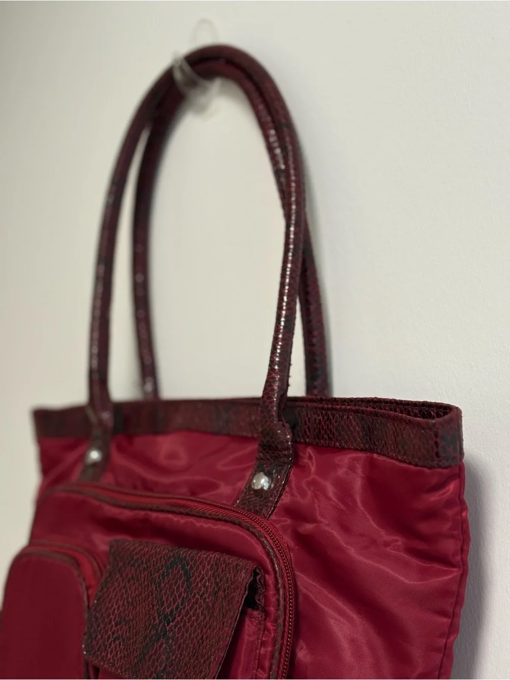 Maroon Nylon Tote Bag